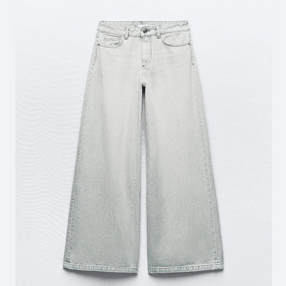 ZARA mid rise palazzo wide jeans grey - Picture 5 of 16